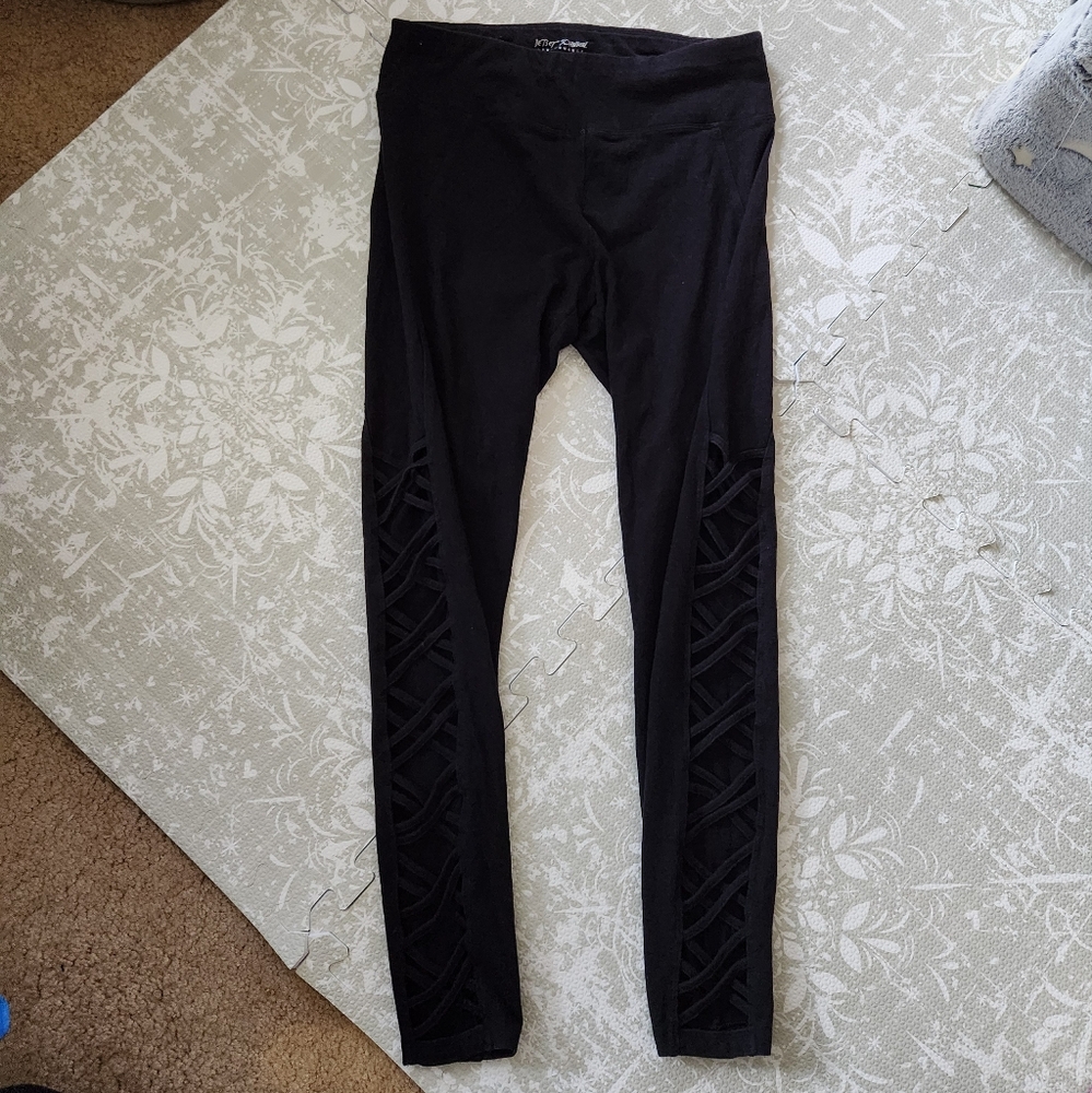 Betsey Johnson Black Leggings with Side Lattice